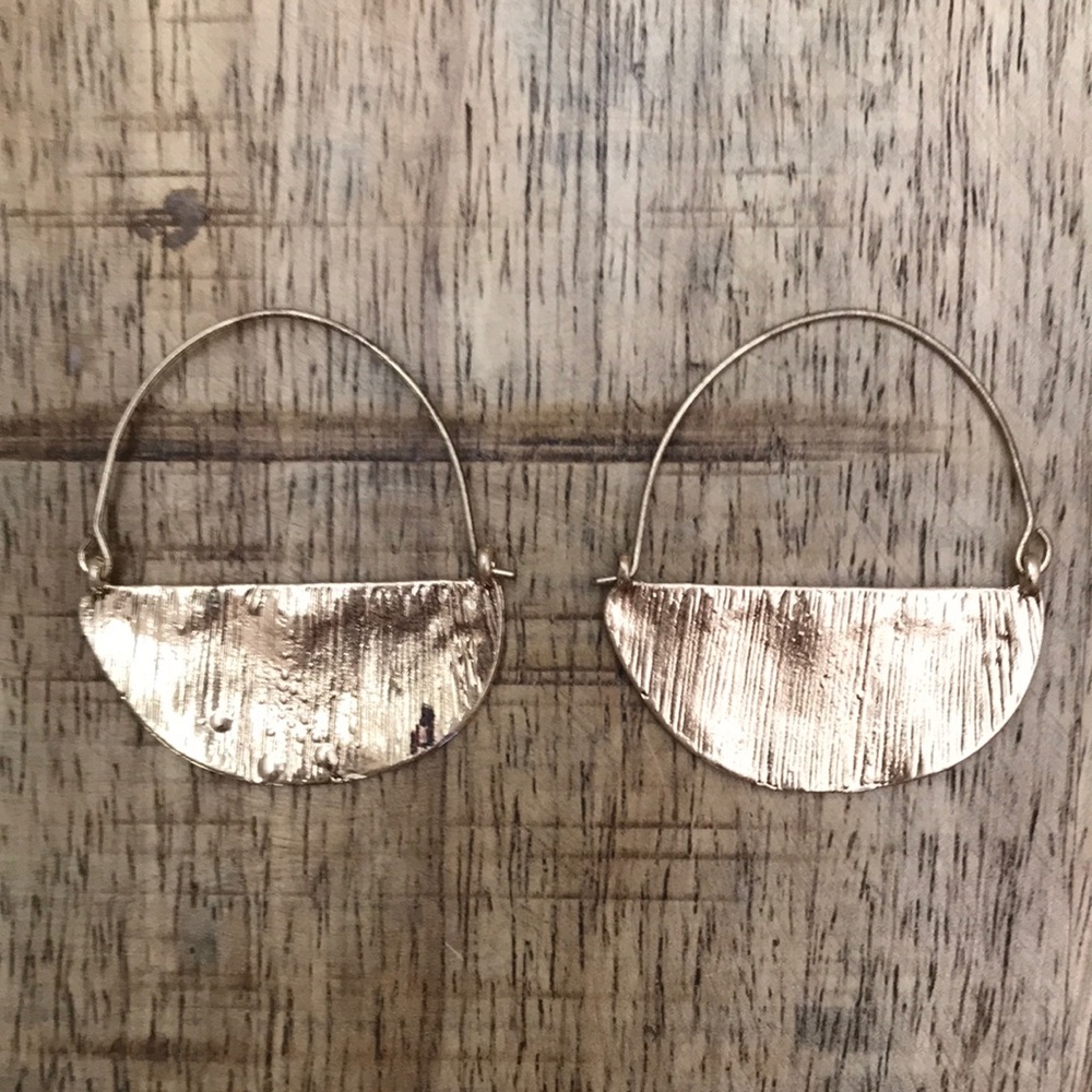 Anthropologie crescent gold earrings